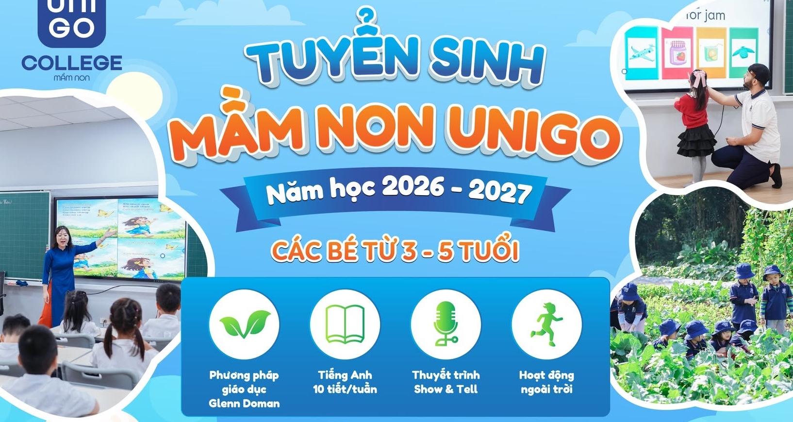 MẦM NON UNIGO CHÍNH THỨC CÔNG BỐ BIỂU PHÍ NĂM HỌC 2026 - 2027